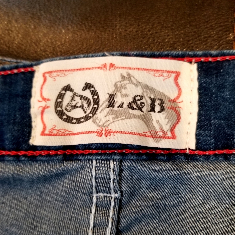 L&B Lucky and Blessed Jeans Women's 20 Baseball Patches Hem Denim Distressed - Picture 4 of 9